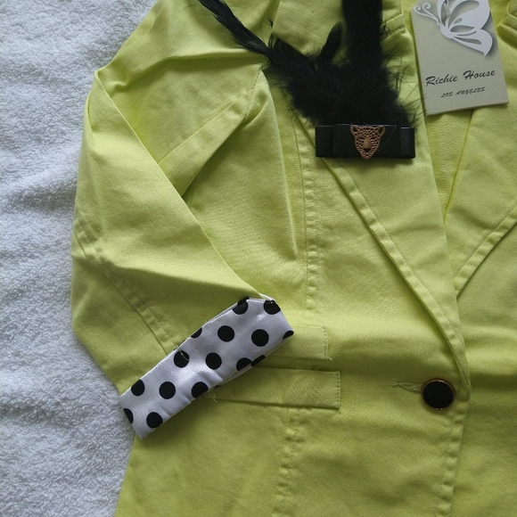 🇺🇲Yellow Polka Dot-Cuff Jacket & Lapel Clip -  - Picture 4 of 6